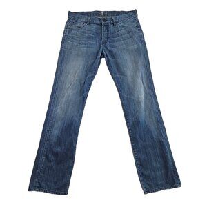 7 For All Mankind Standard Jeans Men's 38x34 Med Wash Button Fly Relaxed EUC